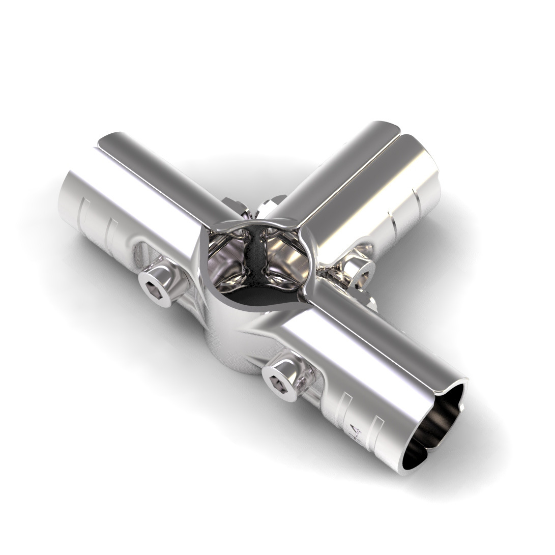 Chrome Plated 4-Way 3D Joint HJ-3 For 28mm Lean Pipe