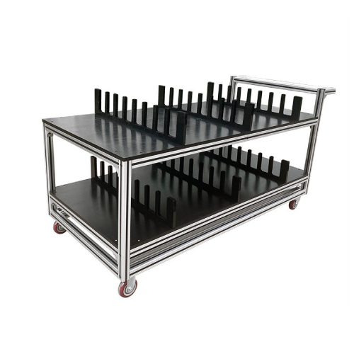 Factory Custom Aluminum Profile Assembly Line Workbench Mobile Material Handling Tool Trolley Rack