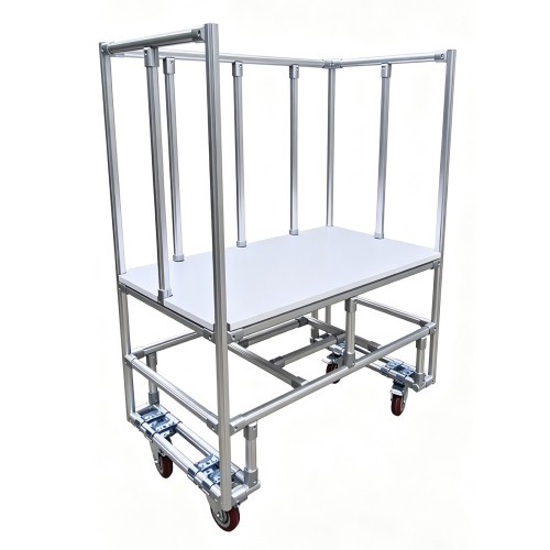 Custom Aluminum Alloy Lean Tube Hand Trolley Wear Resistant Durable Warehouse Transport Cart