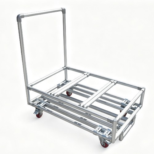 Factory Customized Modular Aluminum Lean Pipe Transport Trolley Hand Cart With Push Handle