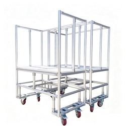 Multi-Layer Aluminum Lean Pipe Mobile Material Trolley Material Handling Cart With Brake Casters