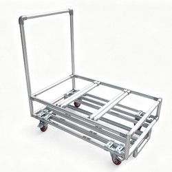 Factory Customized Modular Aluminum Lean Pipe Transport Trolley Hand Cart With Push Handle
