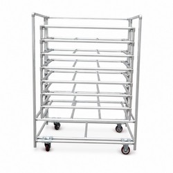 Lift up Flip Shelf Aluminum Lean Pipe Turnover Trolley Easy Access Lower Layer Parts Modular Mobile Workshop Storage Cart