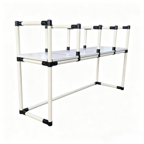 Ivory Plastic Coated Lean Pipe Custom Storage Rack 1.2mm Wall Thickness Heavy Load Lean Tube Workshop Storage Shelving