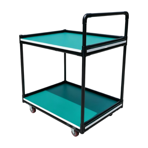 Black ESD Coated Lean Pipe Hand Trolley Antistatic Workshop Material Turnover Cart for Electronic Assembly Line Customizable