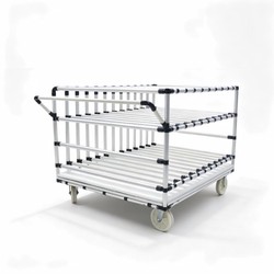 Factory OEM/ODM White Coated Plastic Lean Tube Rack Line Bar Mobile Warehouse Storage Multi Layer Material Trolley